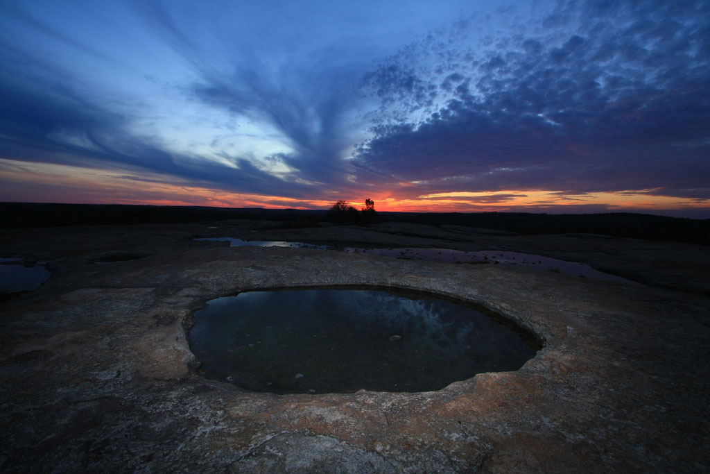 Vernal pool on Arabia Mountain at sunset. Photo courtesy Alan Cressler.